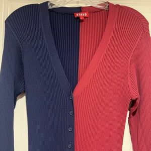 STAUD Women's Two-Tone Navy and Maroon Dresss